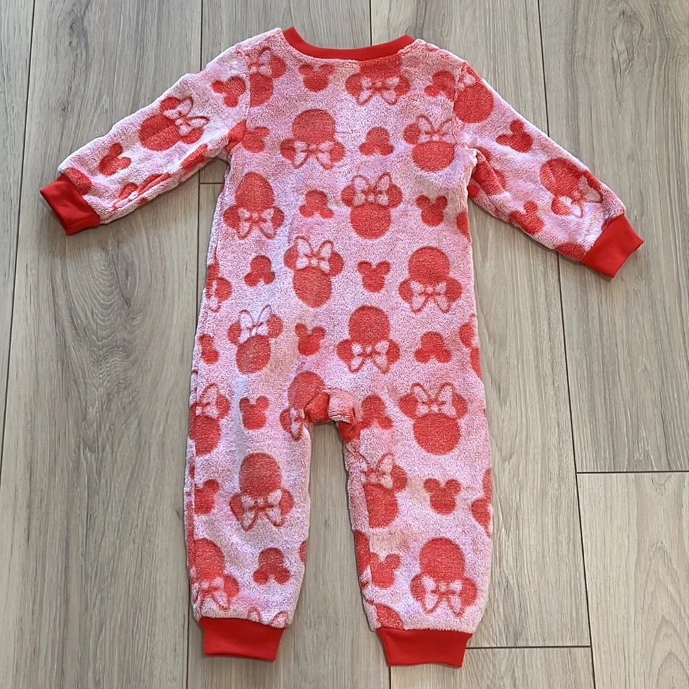 NWOT Disney Junior Minnie Mouse Fleece One Piece Pajamas